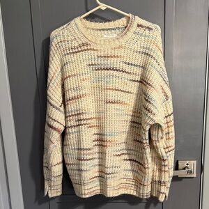 American Eagle Outfitters Cream Multicolor Crewneck Sweater